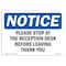 Signmission OSHA Notice Sign, 7" Height, 10" Width, Please Stop At The Reception Desk Before Sign, Landscape OS-NS-D-710-L-17598 - alternate 1